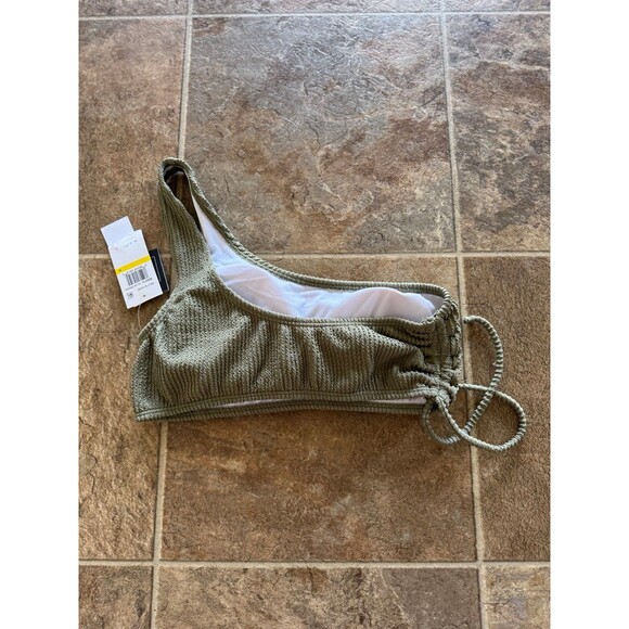 Salt + Cove One Shoulder Ribbed Bikini Top Olive Green Size Small - Picture 6 of 8